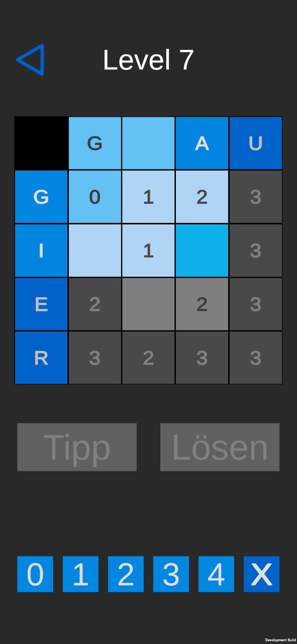 Leven Up! Rätsel in Level 7: Matrix mit Buchstaben und Zahlen